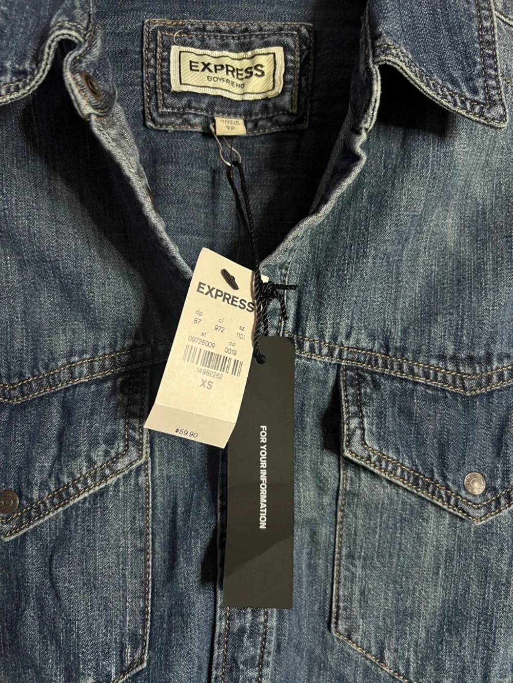 EXPRESS Blue Denim Western Shacket - Picture 3 of 4